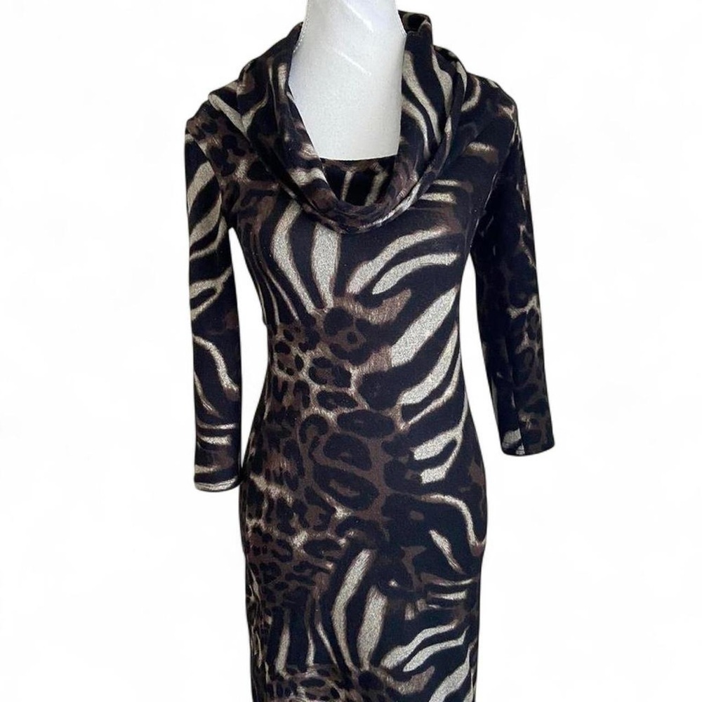 Le Chateau Brown and Black Patterned dress